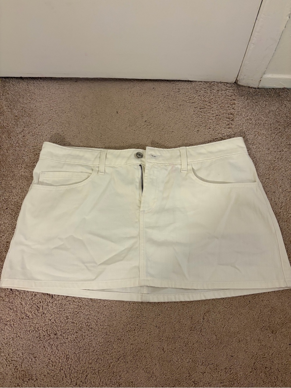 Hollister Cream Denim Mini Skirt